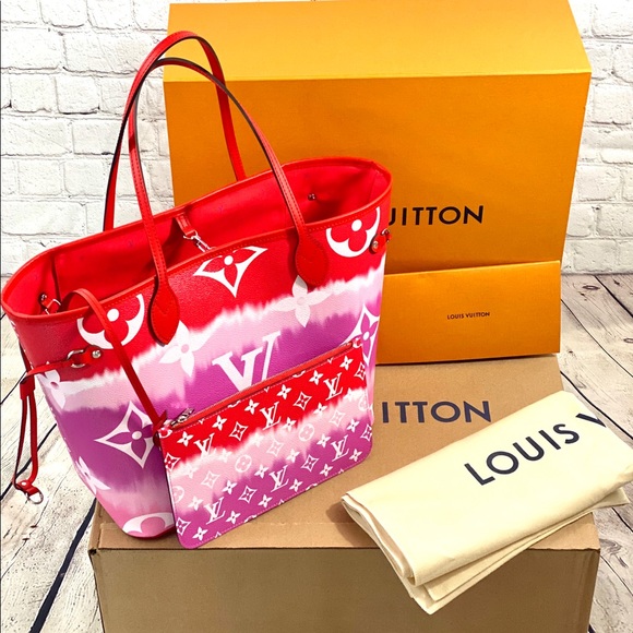 NWT Authentic LV Escale Neverfull MM Rouge - Picture 2 of 6